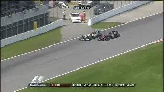 Sebastien Buemi overtake on Michael Schumacher Michael Schumacher Canadian GP 2010