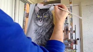 How to Paint Whiskers on a Cat | Oil Painting