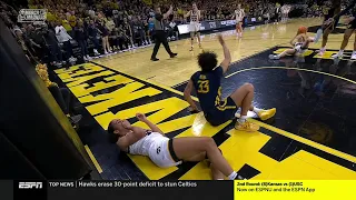 👀 Stuelke FALLS HARD After Foul, Play Reviewed | NCAA Tournament, Iowa Hawkeyes vs West Virginia