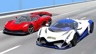 ASSETTO CORSA - DEVEL SIXTEEN Vs BUGATTI BOLIDE Vs KOENIGSEGG JESKO | 20KM DRAG RACE