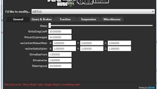 GTA 5 PC  - Handling Editor