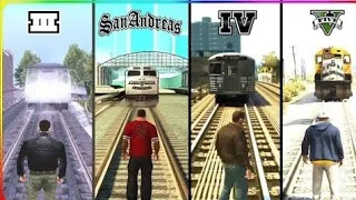 Train Physics Comparison in GTA Games ( Getting Hit by the Train in GTA Games )