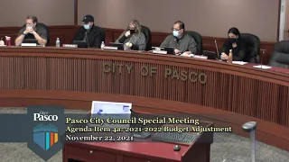 Pasco City Council Special Meeting & Workshop, November 22, 2021