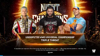 WWE2K24 Cody Rhodes vs Roman Reigns vs John Cena for the Undisputed Universal Championship match