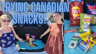 Americans try Canadian Snacks for the First Time! // First Visit to Canada | Olivia Simone Vlogs