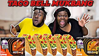 TACO BELL MILD & HOT SEASONED FLAVORED TACO MUKBANG/ TACO TUESDAY