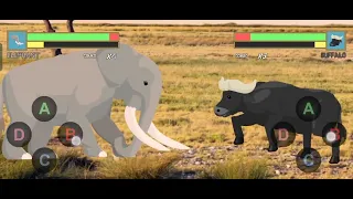 elephant vs. buffalo