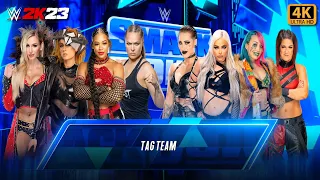 WWE 2K23 - Bianca Belair Becky Lynch Ronda Rousey Charlotte vs. Rhea Liv Morgan, Asuka, and Bayley