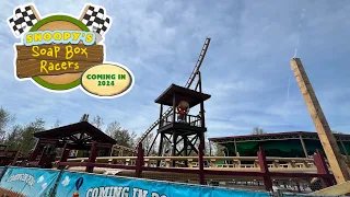 Snoopy’s Soap Box Racers Construction Update 4/26/24 | Kings Island New-for-2024