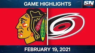 NHL Game Highlights | Blackhawks vs. Hurricanes - Feb. 19, 2021