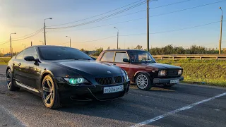 ДАЧНИК на ЖИГУЛЯХ, ЗАРУБИЛСЯ С ЗАРЯЖЕННЫМИ ИНОМАРКАМИ!!! BMW M6 vs ВАЗ 2107 vs SKODA SUPERB