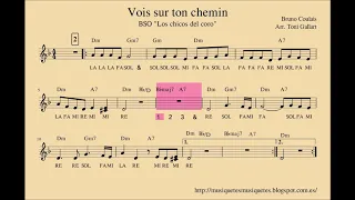 Vois sur ton chemin_ BSO Los chicos del coro_Partitura flauta, violín, oboe,... + audio. SI melodía.