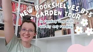 reading vlog: not a lot of reading, but new bookshelves bts & a garden tour 🌱