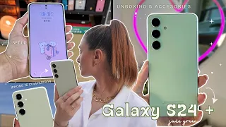 Samsung Galaxy S24+ 💚 aesthetic unboxing, accessories, Galaxy AI & iPhone 15 comparison