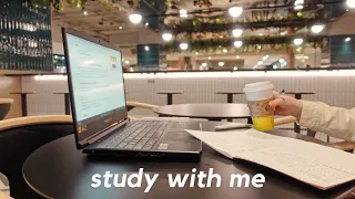 STUDY WITH ME AT A CAFE  | 1-hour real-time study, coffee shop ambiance asmr [with background noise]