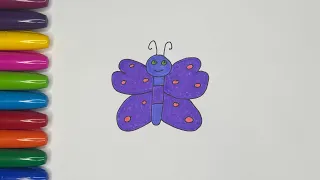 Draw cute Butterfly, Coloring for kids and Toddlers