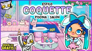 💖 Cómo Decorar GRATIS la Mansión con Estilo COQUETTE en AVATAR WORLD - Planta 1 (Piscina y Salón) 🌊