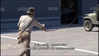 Harrison Ford playing with the whip from Indiana Jones