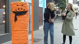 Don't Slap Yourself in the Face with a Paper Bag when The Carrot Scares You !! Angry Carrot Prank !!