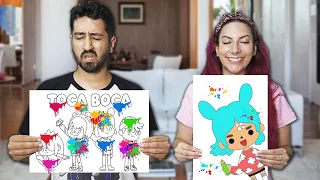 TENTE PINTAR DESENHOS DO TOCA LIFE SEM VER | Gabriel e Shirley 2.0