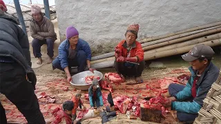 Nepali Village Life/Pork cutting/Pig cutting/pic cutting/Pig Meat/Pork cutting village in Nepal.