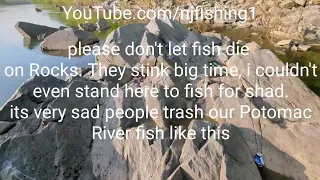 chain bridge Rock piles was littered with cast nets, beer and soda bottles and dead fish