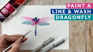 Paint a Line and Wash Watercolour Dragonfly