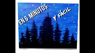 Paisaje de pinos en la noche / drawing a landscape of pine trees with the starry sky