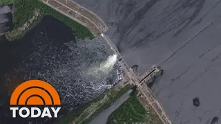 Dam in Ukraine destroyed, unleashing massive surge of water