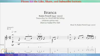 Branca - Baden Powell (1937-2000) for Classical Guitar with TABs