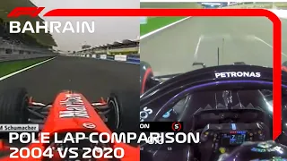 2004 Vs 2020 Bahrain Pole Lap Comparison | F2004 Vs W11 | Schumacher Vs Hamilton