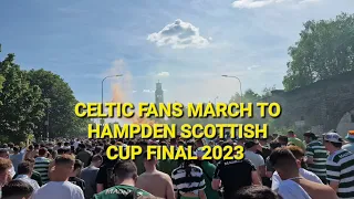 Celtic Fans March To Hampden Scottish Cup Final 2023