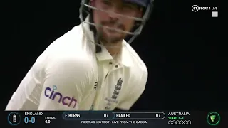 GREIG & BOYCOTT COMMENTARY OF BURNS BOWLED BY STARC #Ashes