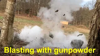 Blasting rock with gunpowder/ Spränga berg med krut