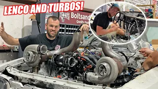 Installing a 5 Speed Lenco and Twin Turbos On Our 7.3L Godzilla Swapped Mustang!!!