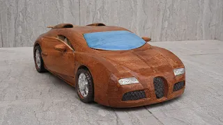 Bugatti Veyron ASMR Woodworking, DIY Car Model by Awesome Woodcraft - Wood Carving