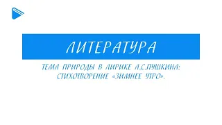 6 класс - Литература - Тема природы в лирике А.С. Пушкина стихотворение "Зимнее утро".