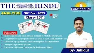 The Hindu Newspaper Analysis | 30th December 2023 | By Jahidul | Lukmaan IAS