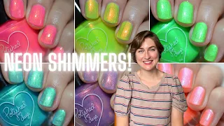 Polished for Days Day Glo Neon Shimmers Nail Polish Collection + New Holo Top Coat!