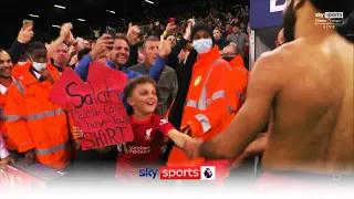 Mo Salah gives his shirt to young Liverpool fan after scoring his 100th Premier League goal