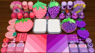 PINK STRAWBERRY vs PURPLE GRAPE !!! Mixing random into GLOSSY Slime !!!Satisfying Video#82