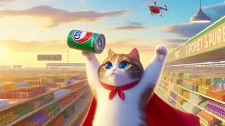 cat saves the Day the supermarket🐈cute cat #cat#ai#kitten