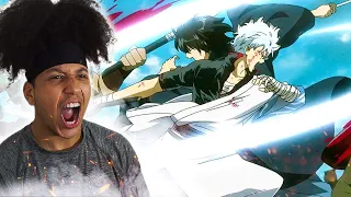 NON GINTAMA FAN REACTS TO - Gintoki and Katsura vs Harusame! | Anime Reaction