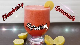 Strawberry lemonade | pink lemonade | summer refreshing strawberry drink | Ramazan special drink