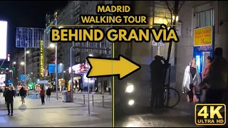 Spain Central Madrid 2022 - Walking Tour - Steets Behind Gran Vìa [4k Ultra HD 60FPS]