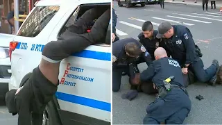 Man escapes back of NYPD car then tackled by police after shooting | Exclusive