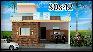 30'-0"x42'-0" 3 Room 3D House Design | 30x42 3D House Plan | Gopal Architecture