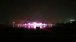 Laser show with the large-scale musical dancing fountain
