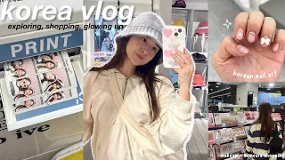 KOREA VLOG: flight, glow up appointments, exploring seoul, shopping, + cute skincare/makeup haul