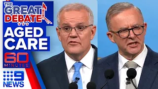 Morrison and Albanese on aged care crisis | 2022 Election Leaders' Debate | 9 News Australia